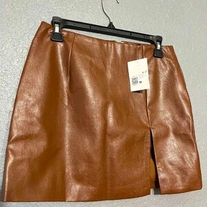 Faux Leather Mini Skirt | Chocolate